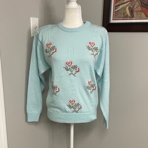 Chinawear Vintage Womens Acrylic Grannycore Floral Cottagecore Sweater Size Med